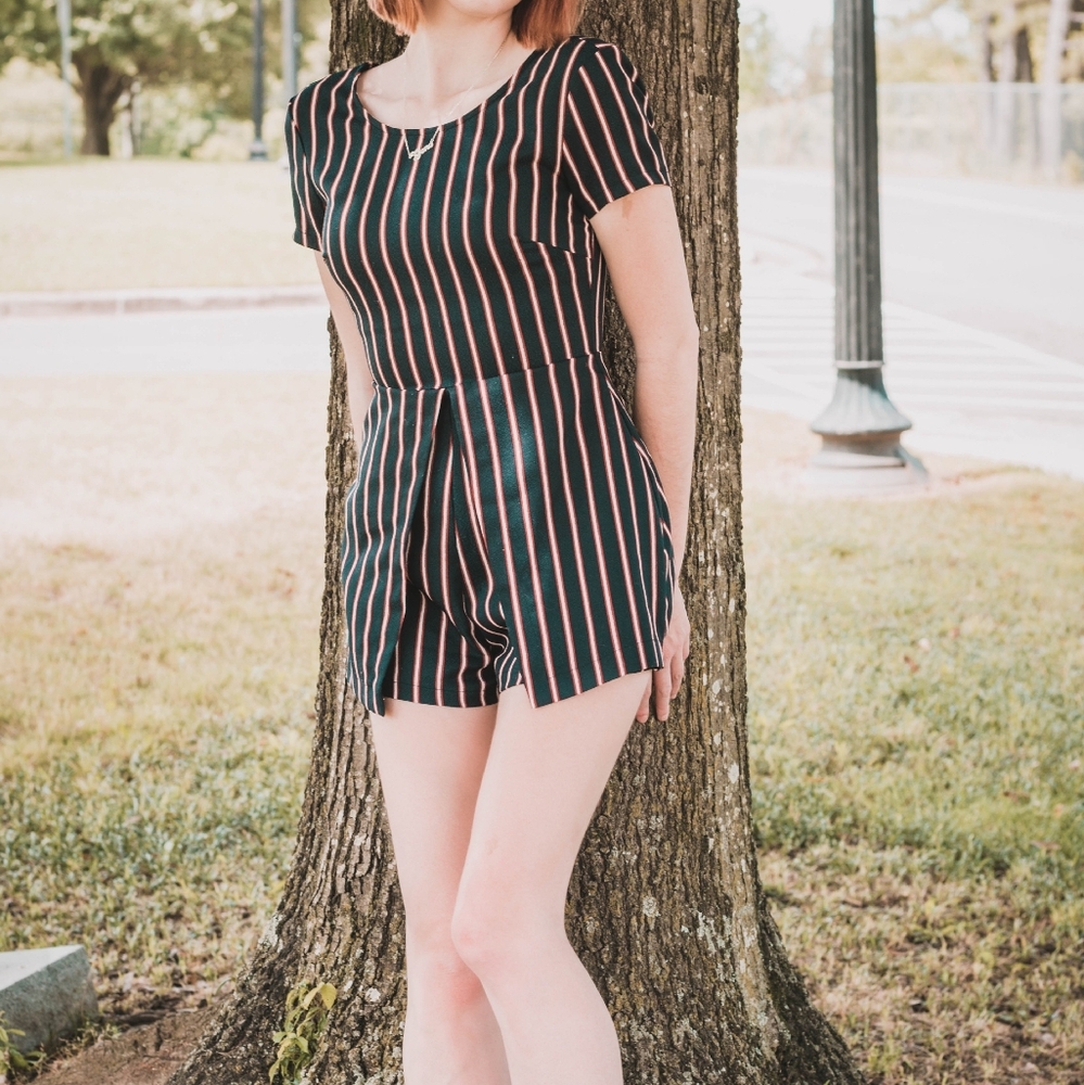 Nordstrom Lush Striped Fitted Romper